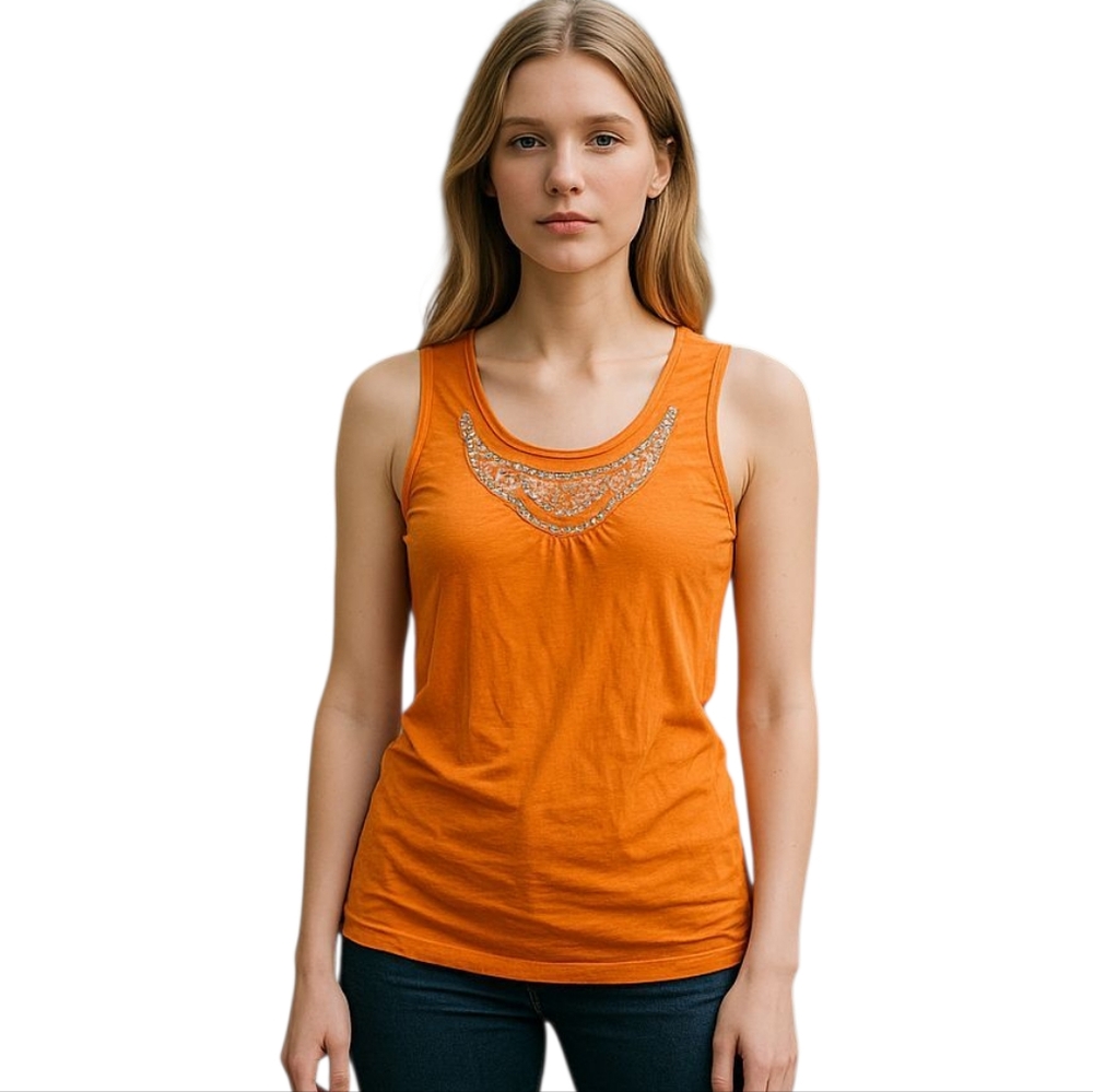 Iz Byer Keyhole Nack Beaded Tank